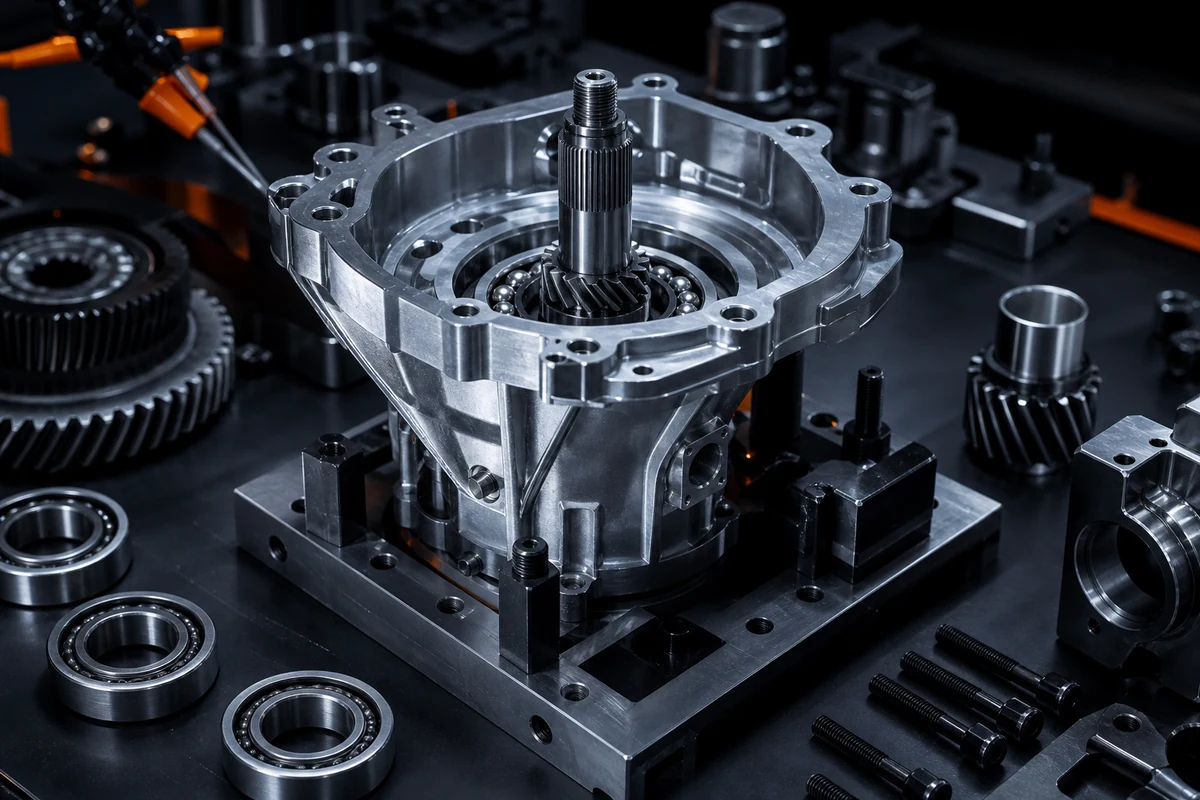 Precision mechanical components being assembled